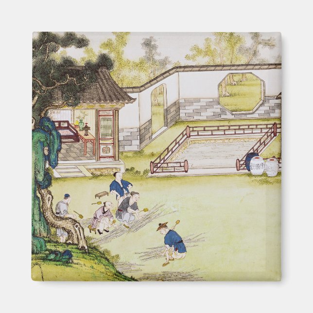 Íman Reunindo bambu para fazer papel (Frente)