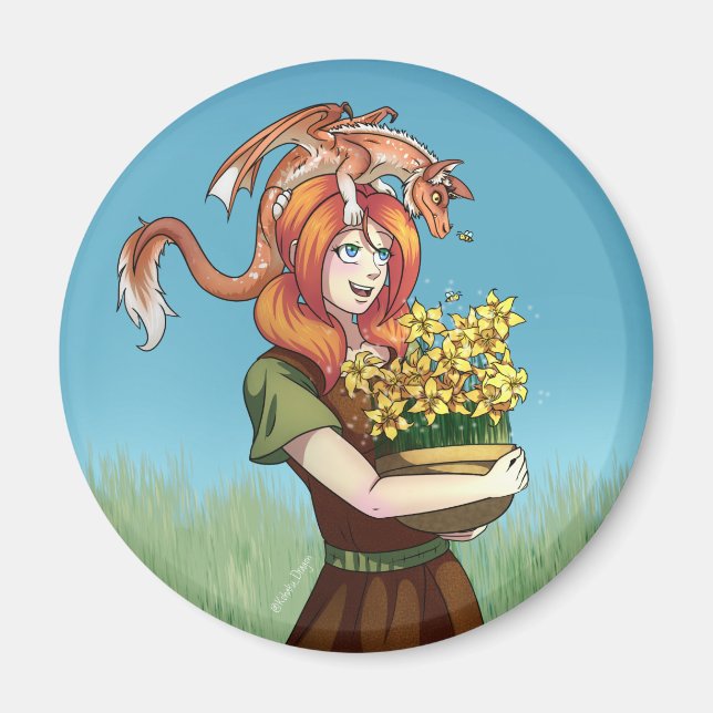 Íman Reunindo Flores com um Dragão (Frente)