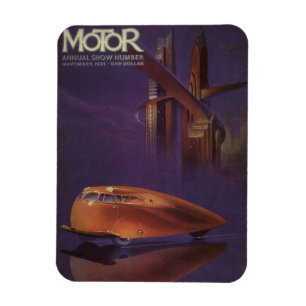 Íman Revista Vintage Motor Cover, Carro Futurista da Ci