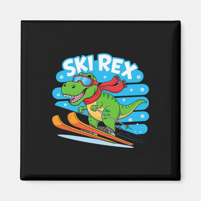 Íman Rex Esquiando Design de Esportes de Inverno de Din (Frente)