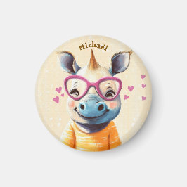 Íman Rhino Valentine's Day Heart Badge - Kids School