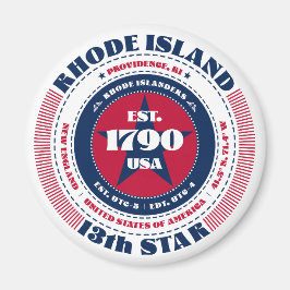 Íman Rhode Island Circle Typografia Souvenir Magnet