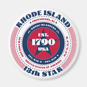 Íman Rhode Island Circle Typografia Souvenir Magnet
