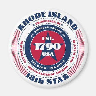 Íman Rhode Island Circle Typografia Souvenir Magnet