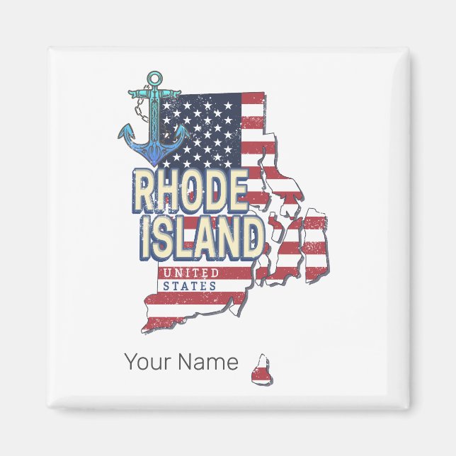 Íman Rhode Island Estados Unidos - Retro State Map Vint (Frente)