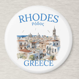 Íman Rhodes Greece Watercolor Landscape – Souvenir