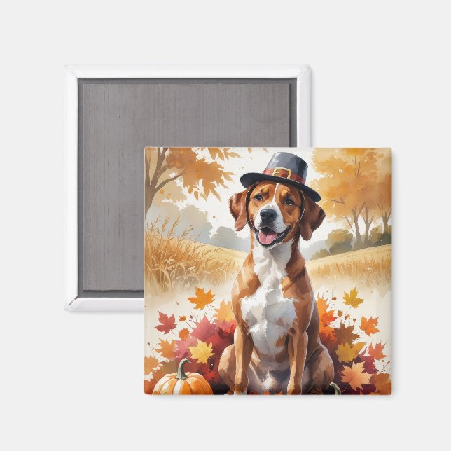 Íman Rhodesian Ridgeback Folhas de Outono Arte de Ação  (Front/Back)