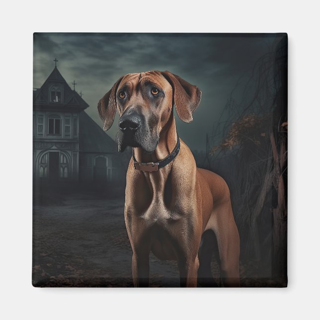 Íman Rhodesian Ridgeback Halloween Assustador (Frente)