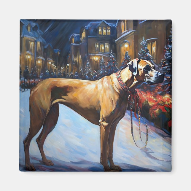 Íman Rhodesian Ridgeback Temporada Festiva de Natal (Frente)