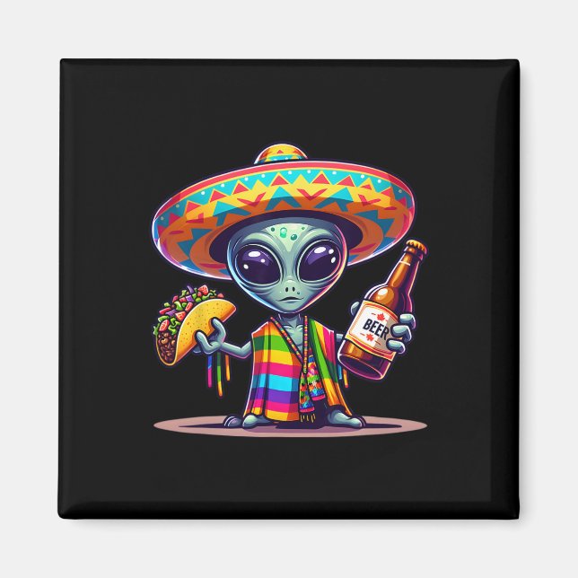 Íman Ria Com Aliens Tacos E Cerveja Cinco De Mayo Fie (Frente)