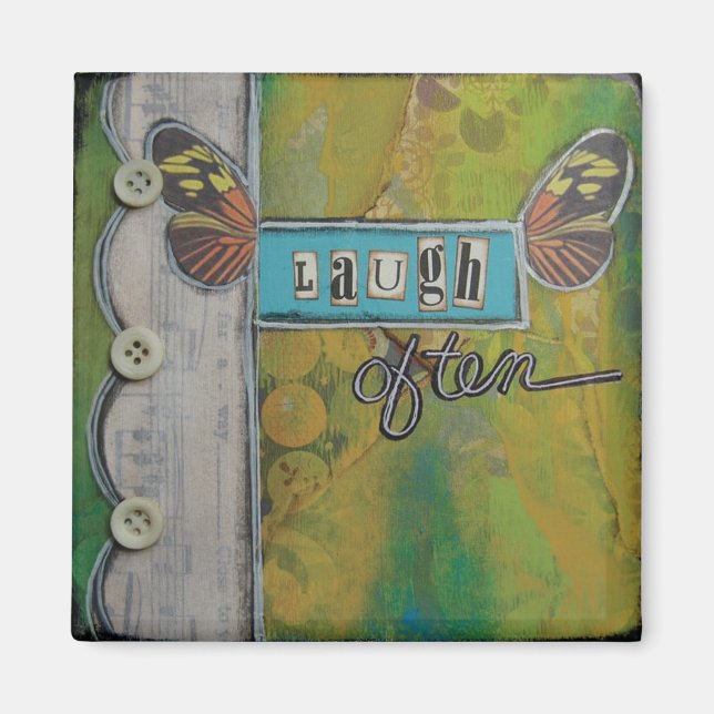 Íman "Ria-te muitas vezes" Magnet de Nancy Lefko (Frente)