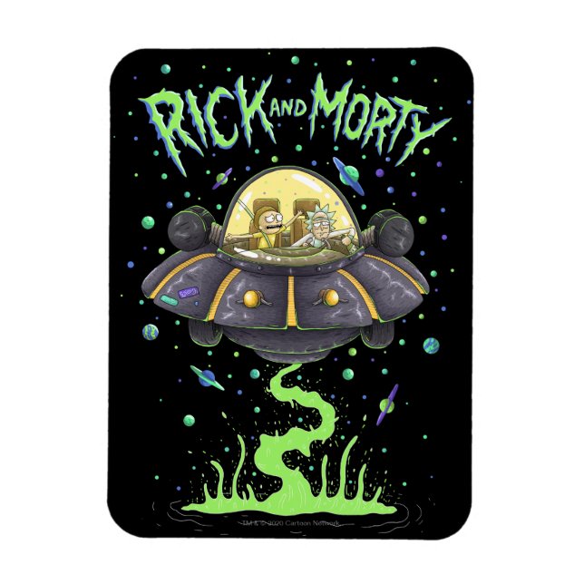 Íman RICK E MORTY™| Gráfico de voo espacial ilustrado (Vertical)