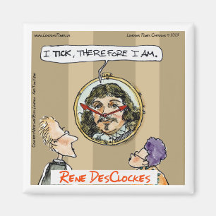 Íman Rick London Cartoons Descartes Relógio Cômico 