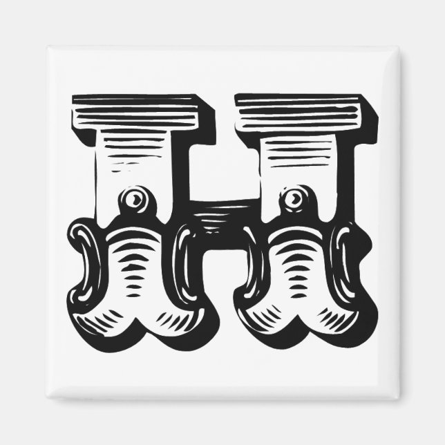 Íman Rico letra H, magneta quadrada (Frente)