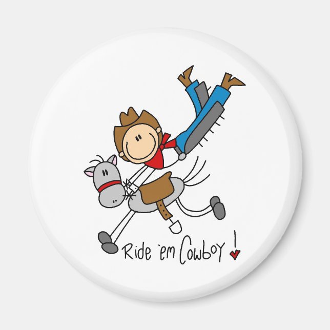 Íman Ride 'Em Cowboy Stick Figura Magnet (Frente)