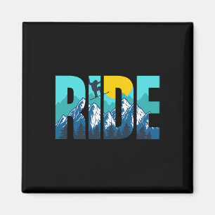 Íman Ride Mountain Snowboard Slopes Sunset Gráfico