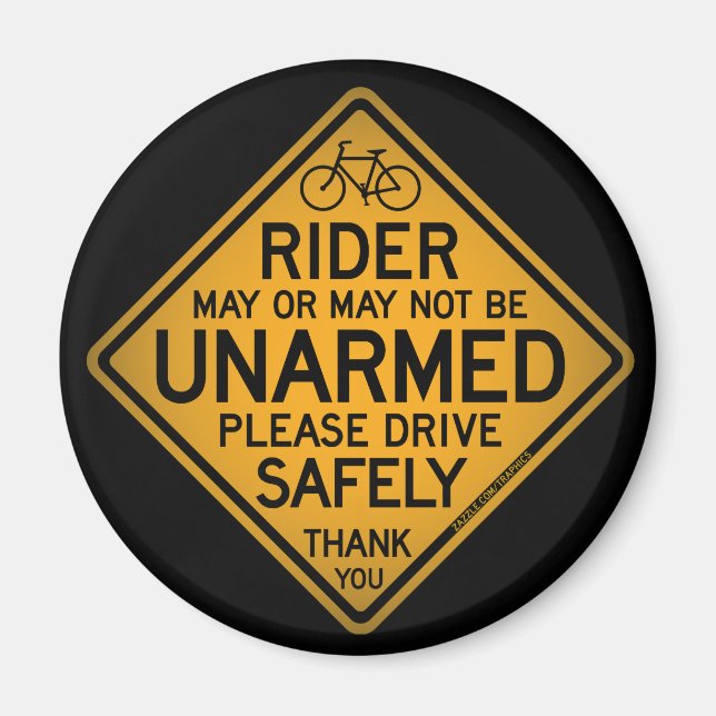 Íman "RIDER NÃO ARMADO" Magneta redonda preta (Frente)