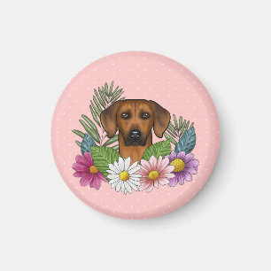 Íman Ridgeback Dog Head Summer Florestal Rosa