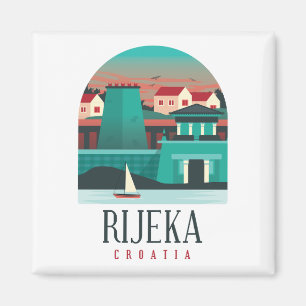 Íman Rijeka Croácia Vintage Mínimo Magnet