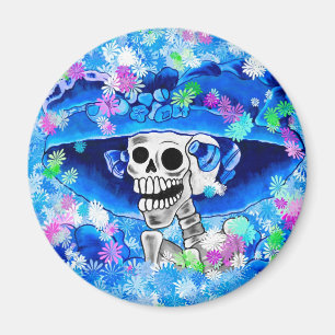 Íman Rindo de mulher esquelética em Blue Bonnet em Blu