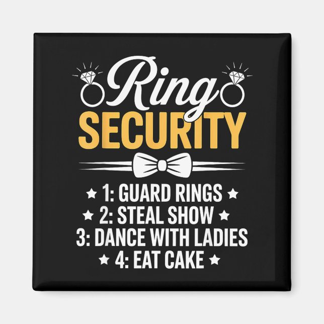 Íman Ring Security Wedding Party Funny Ring Bearer  (Frente)