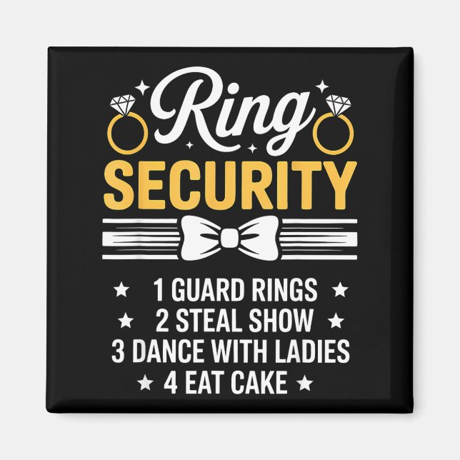Íman Ring Security Wedding Party Funny Ring Bearer  (Frente)