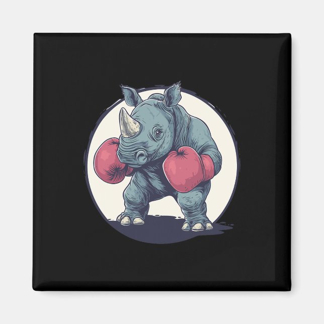 Íman Rinoceronte De Boxing Com Luvas Red Boxing (Frente)