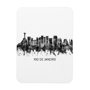 Íman Rio de Janeiro Brasil Skyline BW