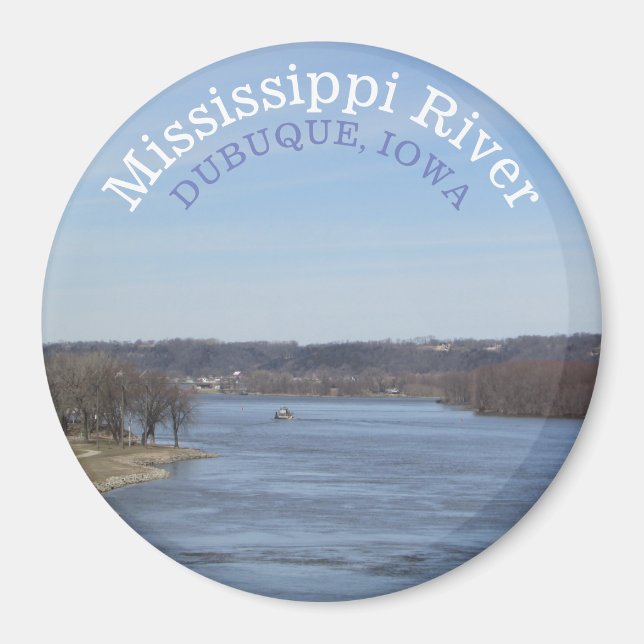 Íman Rio Mississippi, Dubuque Iowa Souvenir Magnet (Frente)