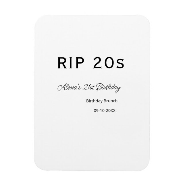 Íman RIP 20s aniversário de 21 anos simples data mínima (Vertical)