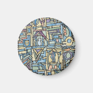 Íman Ritmo Em Azul-Arte Abstrata Pintada à Mão