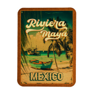 Íman Riviera Maya Cartão postal Viagens vintage de Palm