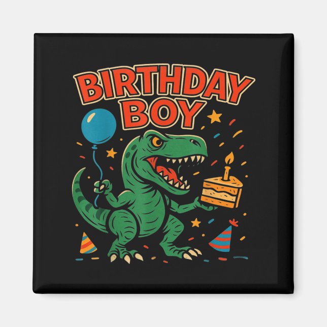 Íman Roaring Birthday Boy Dinosaur Celebration Design _ (Frente)