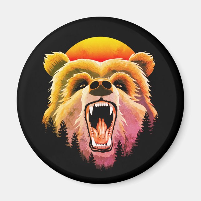 Íman Roaring Grizzly Bear Face (Frente)