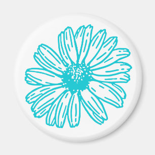 Íman Robin Egg Blue Daisy Impressão, Hippie Flowers
