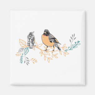 Íman Robin Song Birds Mãe Bebê