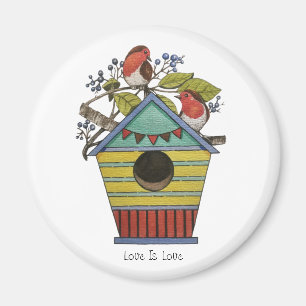Íman Robins Com Azeberries E Birdhouse