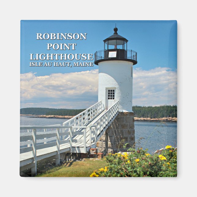 Íman Robinson Point Lighthouse, Maine Magnet (Frente)