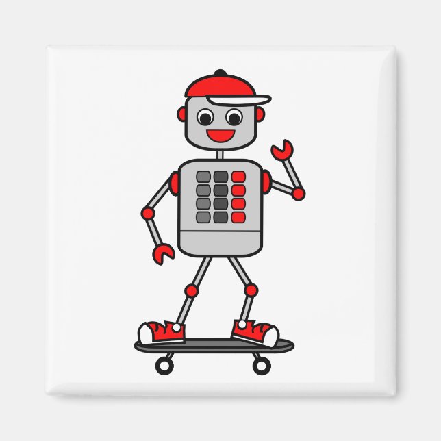 Íman Robô do Cartoon Boy no skate (Frente)