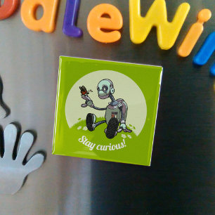 Íman Robô e borboleta bonitos ficam curiosos! Cartoon