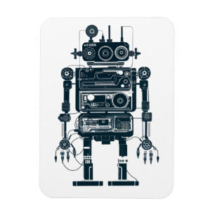 Íman Robô feito de equipamento analógico retrô