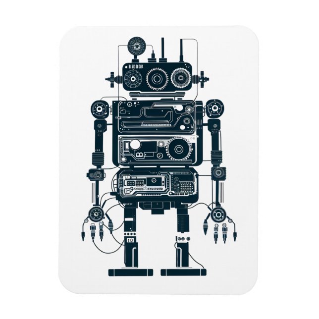 Íman Robô feito de equipamento analógico retrô (Vertical)