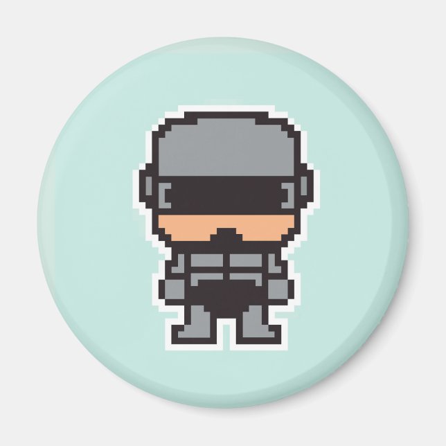 Íman Robô policial pixelado fofo (Frente)