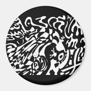 Íman "Robot Dreams" Arte Abstrato B&W