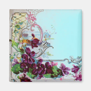 Íman Rocha Floral ROMANTICA Pansias Roxas Azul