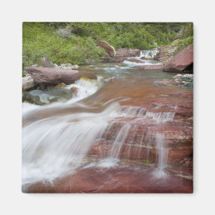 Íman Rocha vermelha em Baring Creek no Glacier National