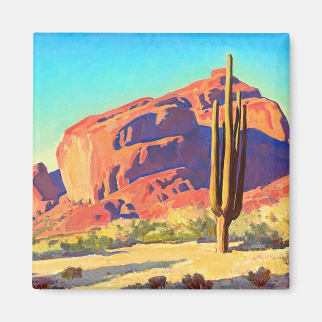 Íman Rochas Vermelhas e Cactus por Maynard Dixon (Frente)