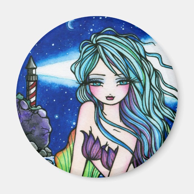 Íman Rochelle Mermaid Fantasy Fairy Lighthouse (Frente)