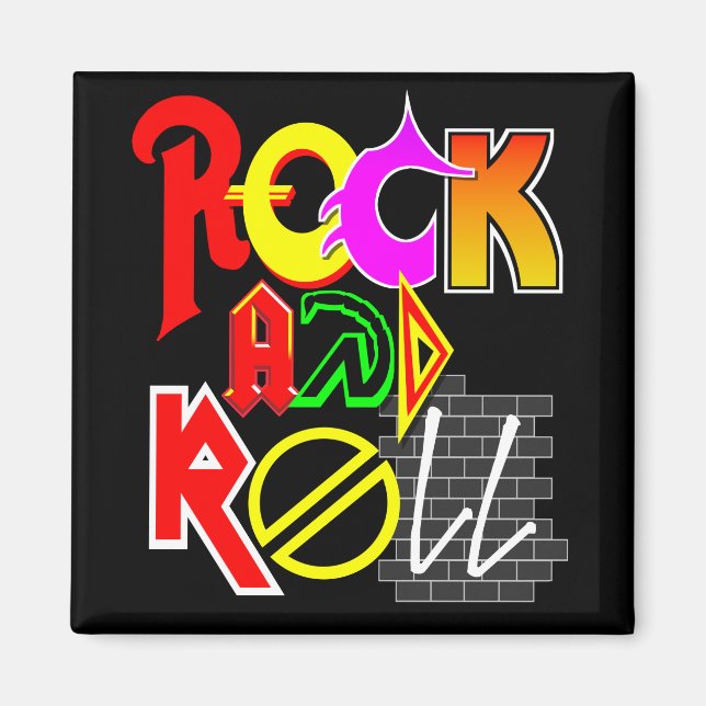 Íman Rock and Roll Magnet (preto) (Frente)