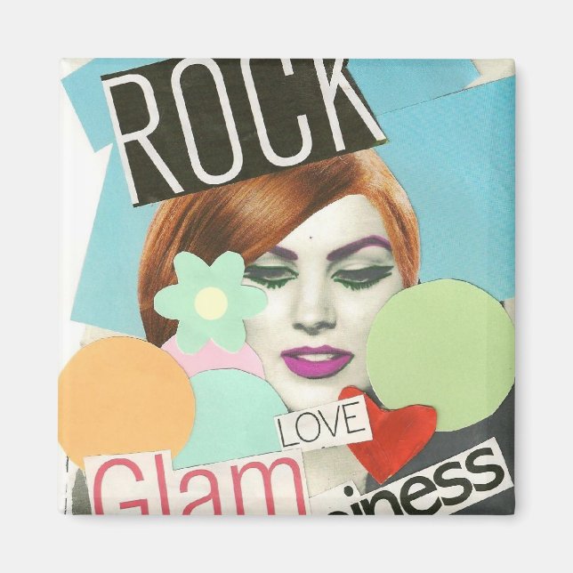 Íman Rock Glam Amor e Felicidade Magnet (Frente)